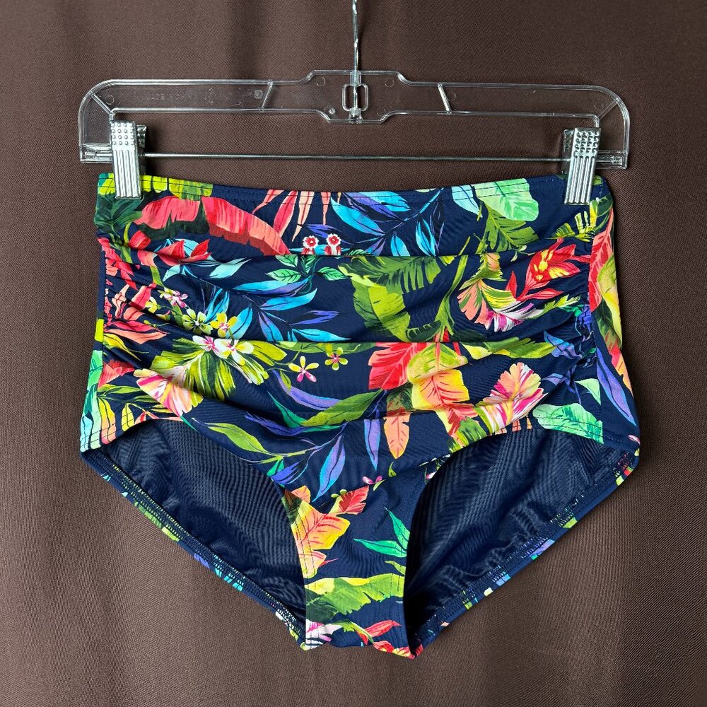 Lands' End Women's XS, XS-S LONG Retro High Waisted Bikini Swim Bottoms Tummy Co